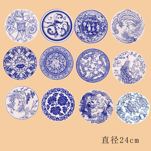 青花瓷十二生肖装饰贴画
