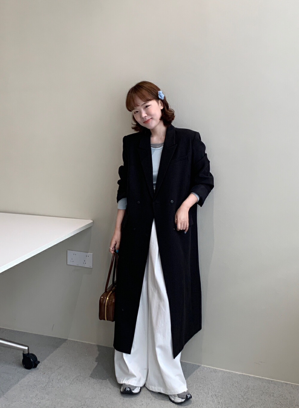 2025春季黑色新款西装外套女长款过膝韩版气质正肩休闲西服风衣女