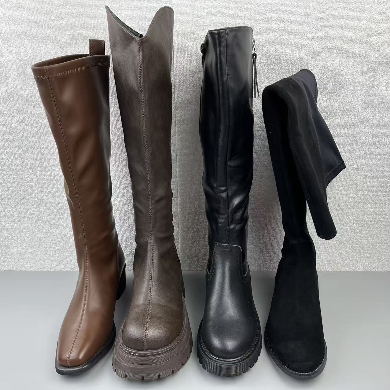 韩版低跟女鞋户外百搭长筒时装靴