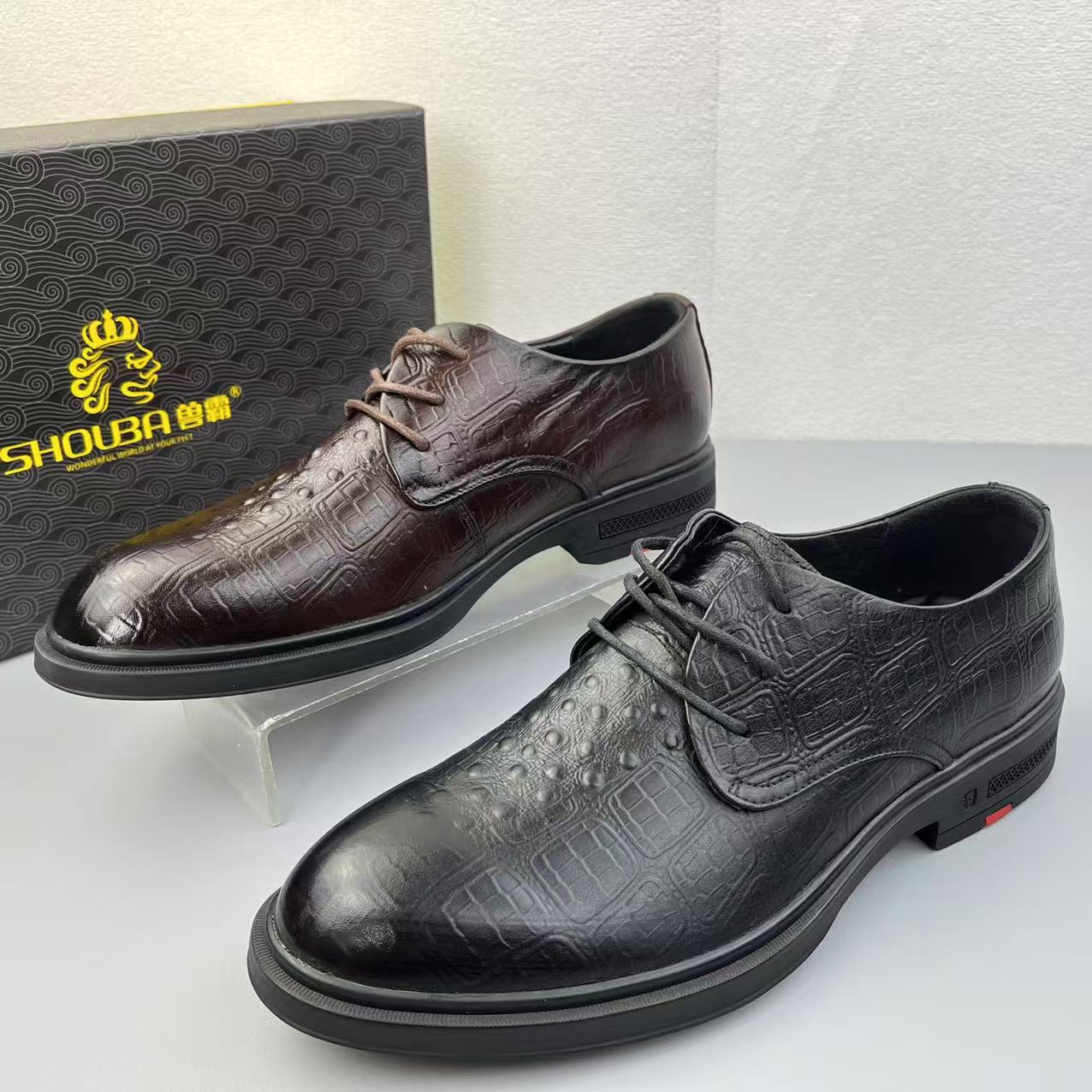 进口牛皮男鞋低帮百搭正装真皮鞋