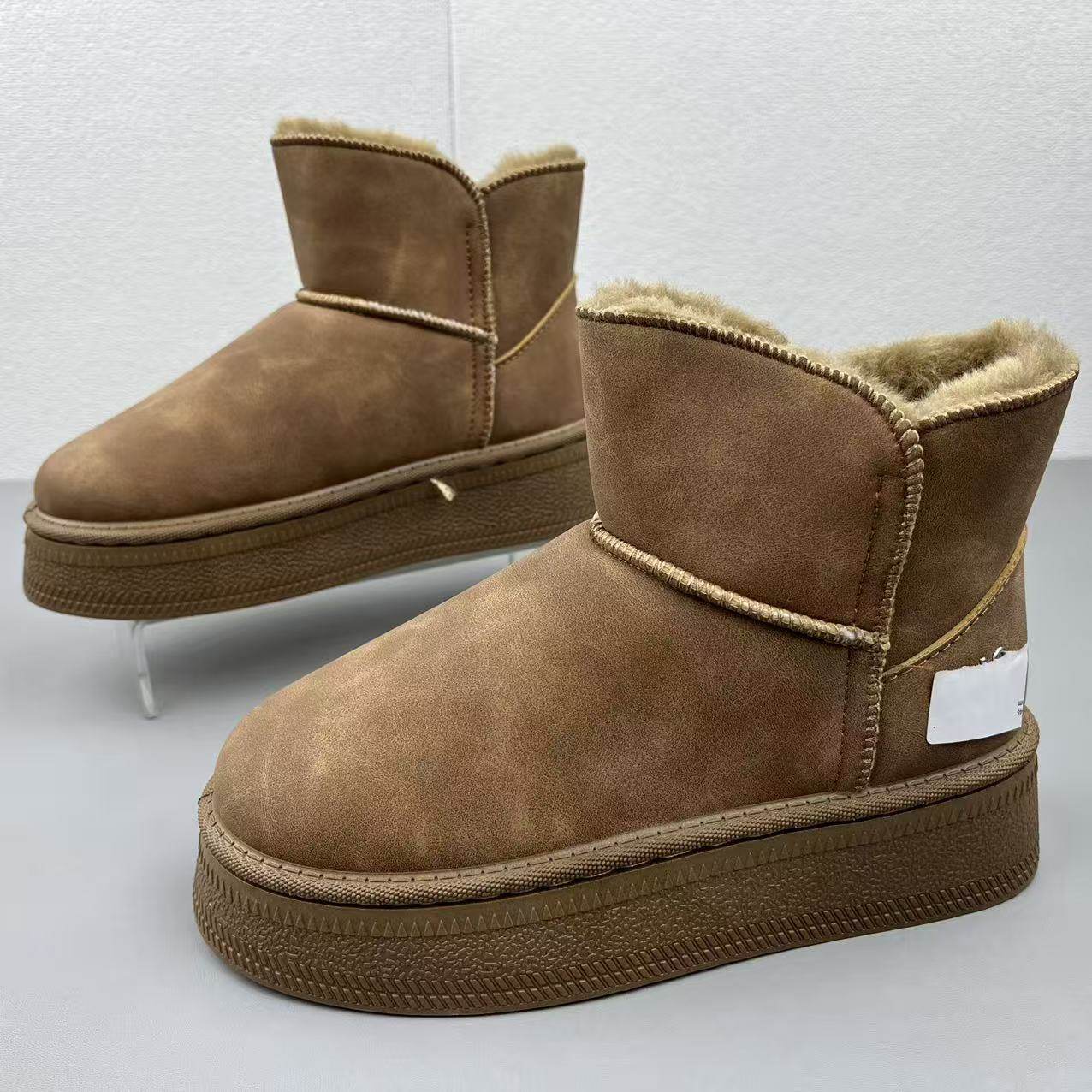 冬季新款厚底女鞋加绒抗寒一脚蹬棉靴户外百搭保暖时尚雪地靴短靴,女鞋,时尚雪地靴,淘宝优惠券,粉丝福利购,淘宝优惠卷