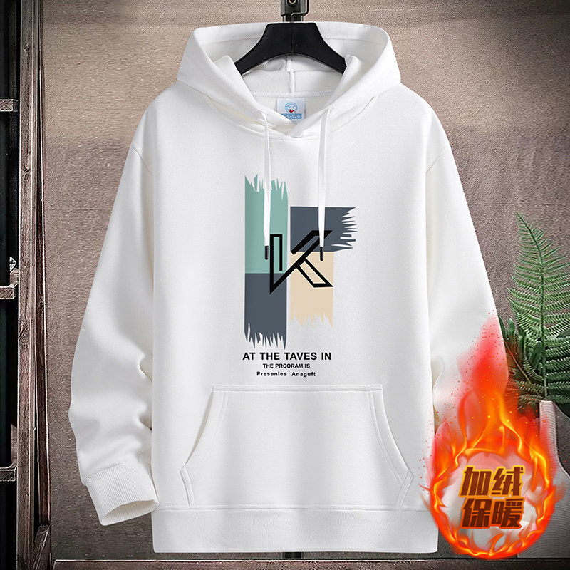 潮牌美式纯棉卫衣加绒连帽上衣