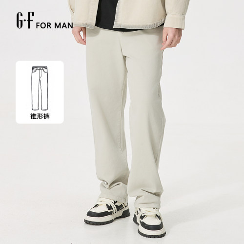 GF男装  春季休闲简约纯色舒适锥形宽松牛仔裤 S/S21051007