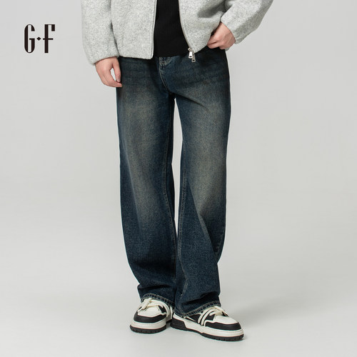 GF男装 冬季休闲简约舒适百搭松紧直筒牛仔长裤 S/W 210254011
