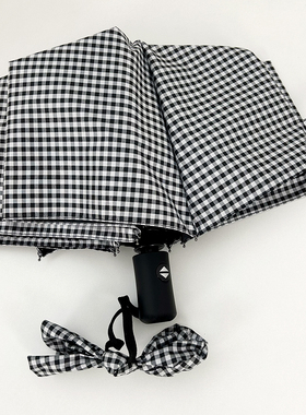 经典黑白格子禁欲系全自动晴雨两用遮阳伞黑胶防晒防紫外线男女