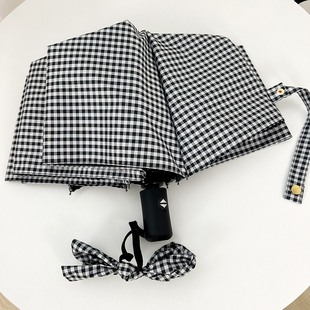 经典 黑白格子禁欲系全自动晴雨两用遮阳伞黑胶防晒防紫外线男女