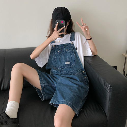 Real shot real price Korean version of young girl's style small man versatile jeans strap shorts