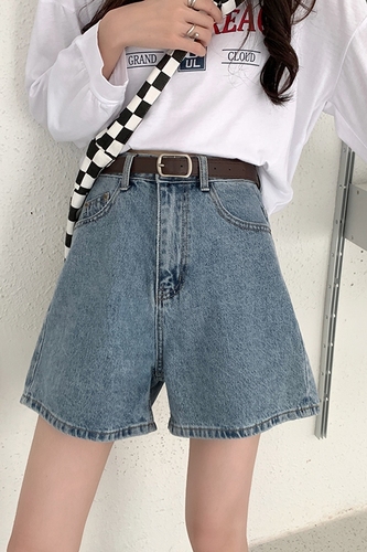 Real price 2022 spring and summer new high waist thin denim shorts versatile casual wide legged pants hot pants