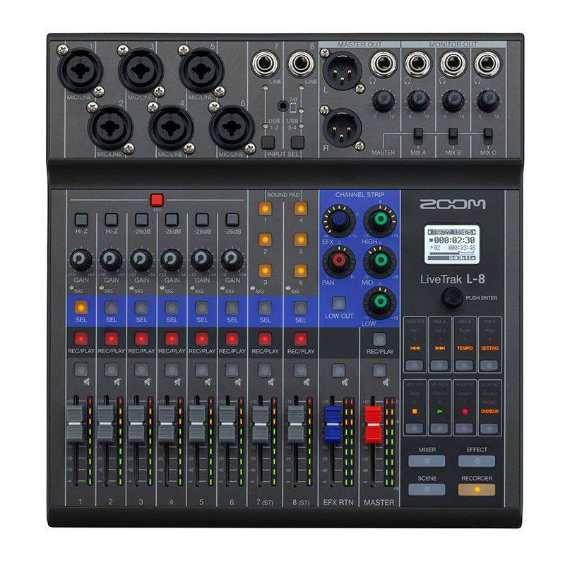 ZOOM LIVETRAK L-8调音台录音工作台话筒便携降噪直播带声卡