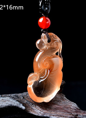 天然红水晶发晶项链珠红兔毛如意 吊坠女款转运招财挂坠 精致女款