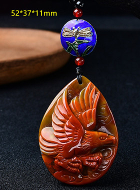 精品北票战国红雕刻吊坠老鹰大展宏图项链挂件送礼佳品男女款式