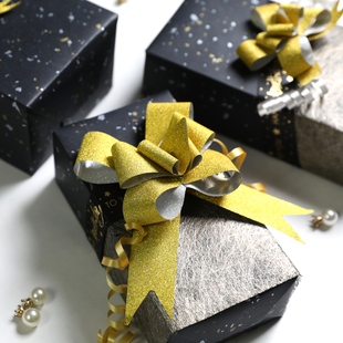 礼品盒拉花圣诞蝴蝶结装饰礼物扎花立体星星花新年送礼喜庆花包邮