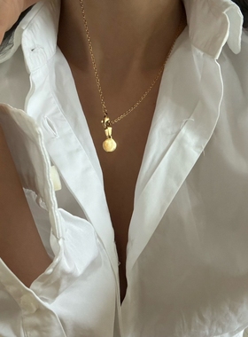 吊坠几何金色项链颈链条女式