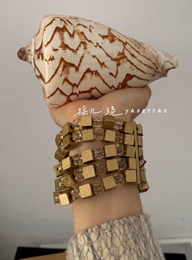 木质串珠多层方块几何弹力