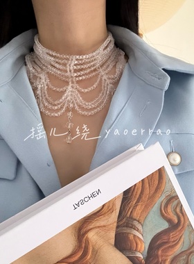 优雅拿捏时髦多层串珠项链颈链