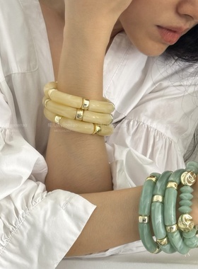 奢石感竹节弹力手镯串珠