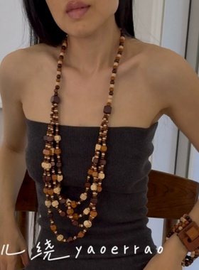 串珠多层长项链身体毛衣链