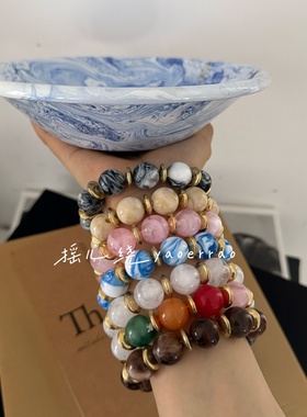染色彩亚克弹力串珠手镯环