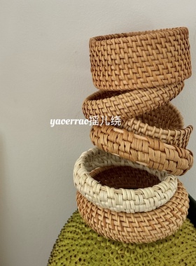 草藤编织宽手镯腕环叠戴女