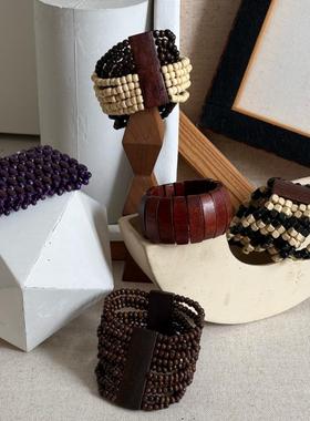 串珠百搭弹力宽手镯手环手链