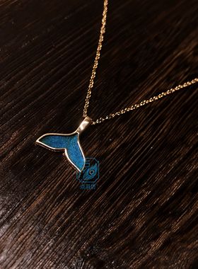 点羽坊孔雀羽仿点翠鲸鱼尾项链吊坠日常百搭气质流行汉服配饰