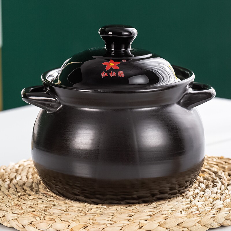 大码沙锅陶瓷耐高温红杜鹃砂锅家用小号煤气灶用双耳汤锅熬汤煮粥