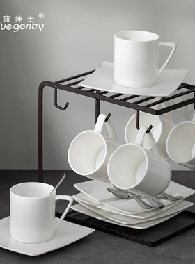 BLUE GENTRY咖啡杯碟套装陶瓷咖啡杯子创意骨瓷水杯礼盒装约200ml