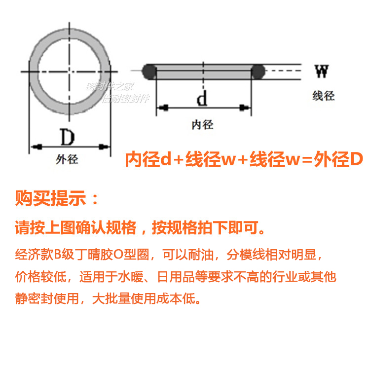 经济款B级丁晴胶O型圈橡胶O形密封圈线径1.8mm内径41mm及以上