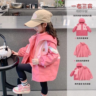 中小童秋冬款 保暖加厚冲锋衣连帽外套 清仓撤柜亲子装 三折品牌特价