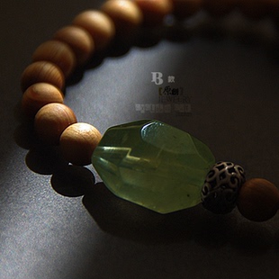 【猫° 秋野】原创设计桃木鱼葡萄石手串 太行崖柏珠手链文艺清新