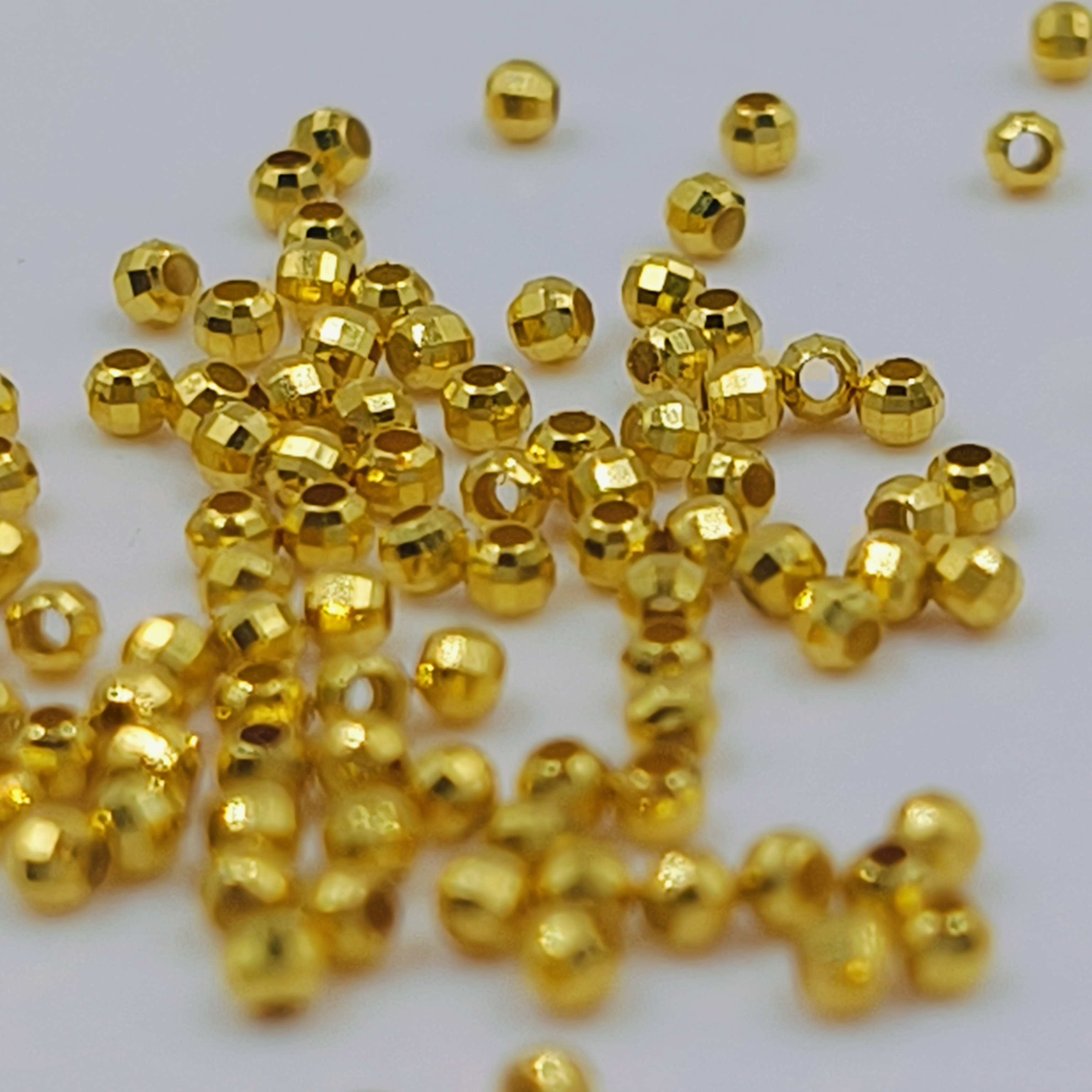 18K金爆闪蹦迪珠隔珠散珠au750金珠小金珠转运珠diy配件满50包邮