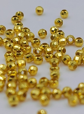 18K金爆闪蹦迪珠隔珠散珠au750金珠小金珠转运珠diy配件满50包邮