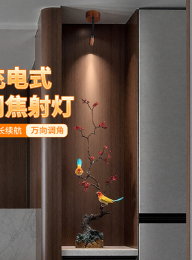 充电式射灯中古风入户门口玄关感应灯led卧室床头氛围灯壁灯墙灯