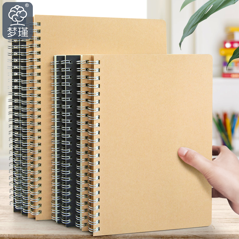 线圈本牛皮纸笔记本b5加厚笔记本子简约大学生考研精致日记本超厚