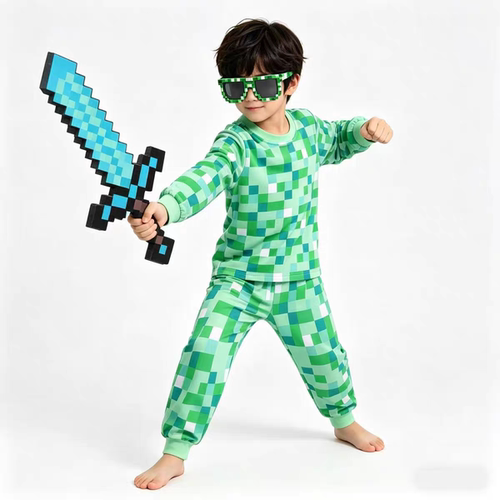 我的世界Minecraft 苦力怕男儿童夏季睡衣套装男童家居服游戏周边