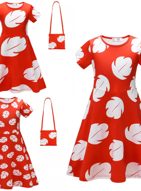 女童短袖长裙儿童公主连衣裙数码印花星际宝贝Lilo and Stitch