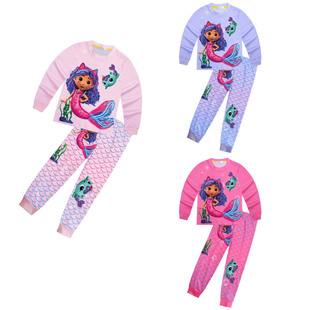 盖比的娃娃屋Gabby's Dollhouse儿童睡衣套装家居服长袖T恤长裤