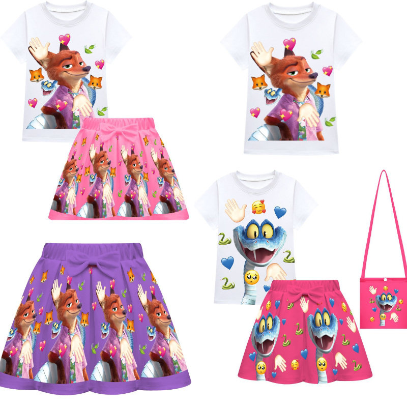 疯狂动物城2Zootopia 儿童T恤半身裙套装女童短袖套装女孩扮演服