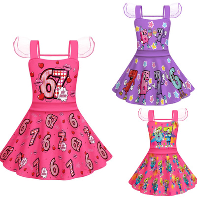 新款女童夏季芭蕾飞飞袖连衣裙 cosplaySteal a Brainrot 六七