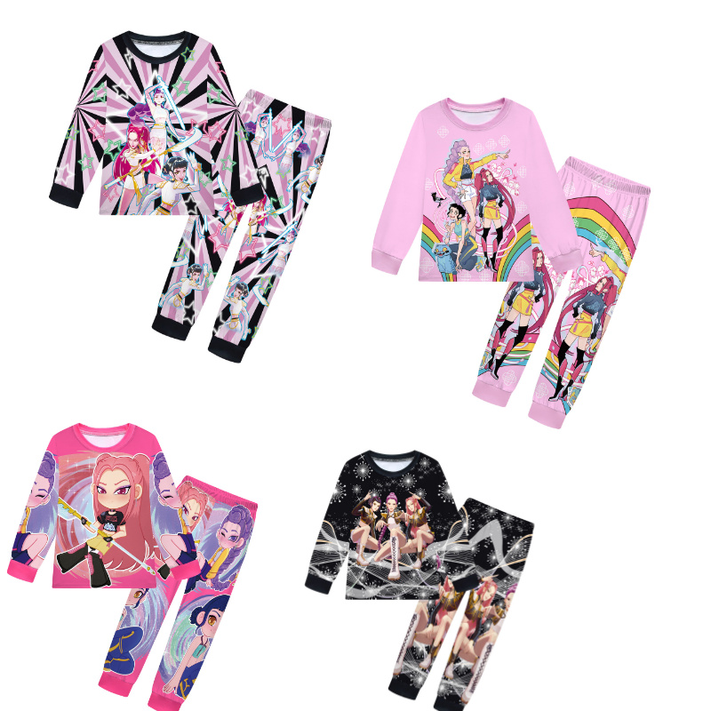 Kpop猎魔女团长袖家居服cos韩流巨星鲁米 佐依儿童内衣套装