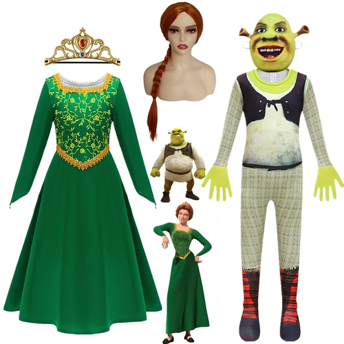女童电影怪物史瑞克Shrek菲奥娜公主裙六一节日cosplay舞台演出服