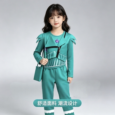 超级玛丽奥Rosalina罗塔莎女童长袖外套背心九分裤小包四件套礼服