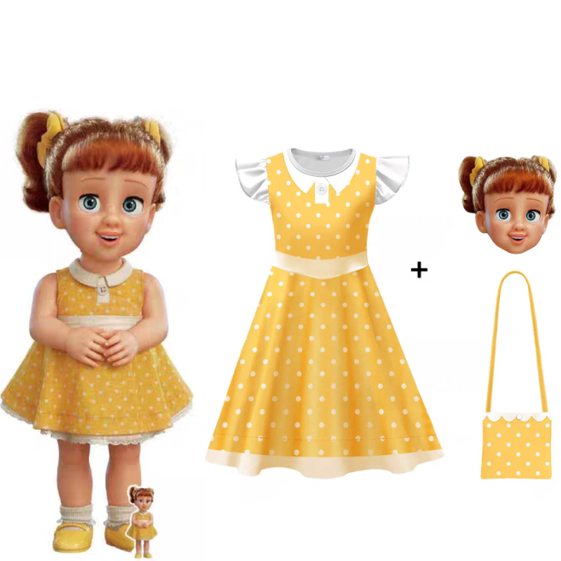 玩具总动员4万圣节儿童服装Gabby Cosplay盖比娃娃女童飞袖连衣裙