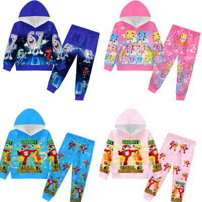 男女童春秋连帽卫衣长裤套装儿童休闲两件套StealABrainrot六七