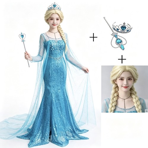 cosplay冰雪奇缘成人艾莎公主裙舞台演出女童亲子装母女活动服装