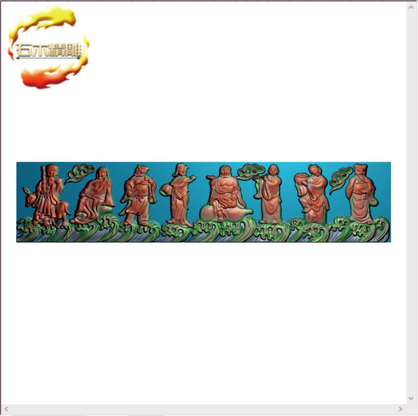 新墓碑横梁211 八仙人物过梁石碑碑板精雕图灰度图浮雕图石材雕刻