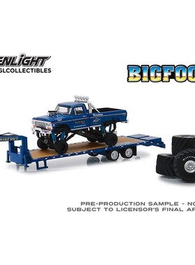 绿光 1:64 1974 Ford福特 F-250 鹅颈式拖车与大尺寸轮胎 30054