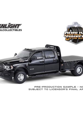 绿光 1:64 2023 RAM 公羊3500 双后轮平板货斗货车 黑色 46160F