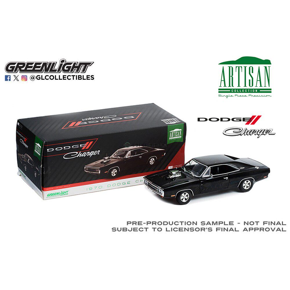 绿光 1:18 1970 Dodge Charger 道奇战马 机械增压版 黑色 19122