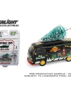 绿光 1:64 1971大众Type 2厢式货车 配圣诞树配件圣诞限定 30564A